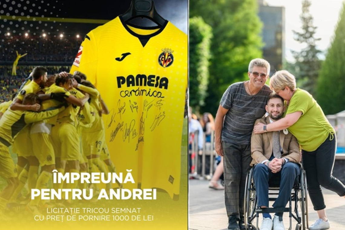 Gest de suflet la Huși: ACS Hușana scoate la licitație un tricou semnat de jucătorii de la Villarreal CF pentru salvarea lui Andrei