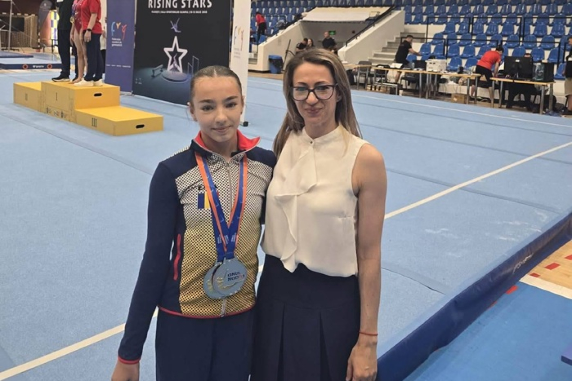 Miriam Giușcă, revelația gimnasticii bârlădene! Trei medalii de argint și aur cu echipa României la Rising Stars 2026