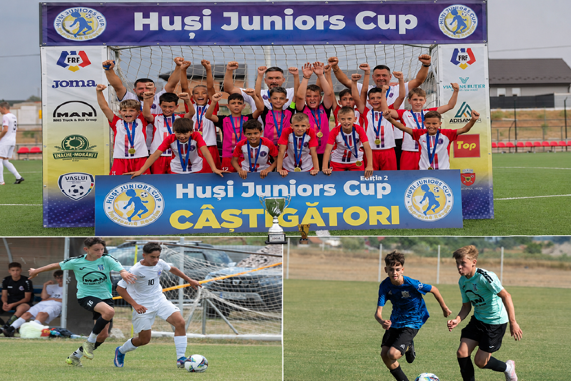 Peste 350 de copii au făcut spectacol la Huși Juniors Cup! CSM Vaslui și Reda Football Academy au cucerit trofeele, iar Hușiul devine capitala fotbalului juvenil