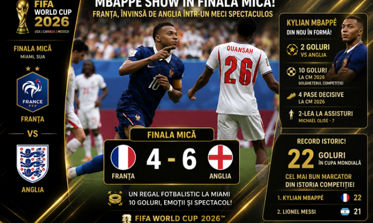 Mondialul la TV | Mbappé, două goluri în finala mică a Cupei Mondiale! Francezul a stabilit noi recorduri