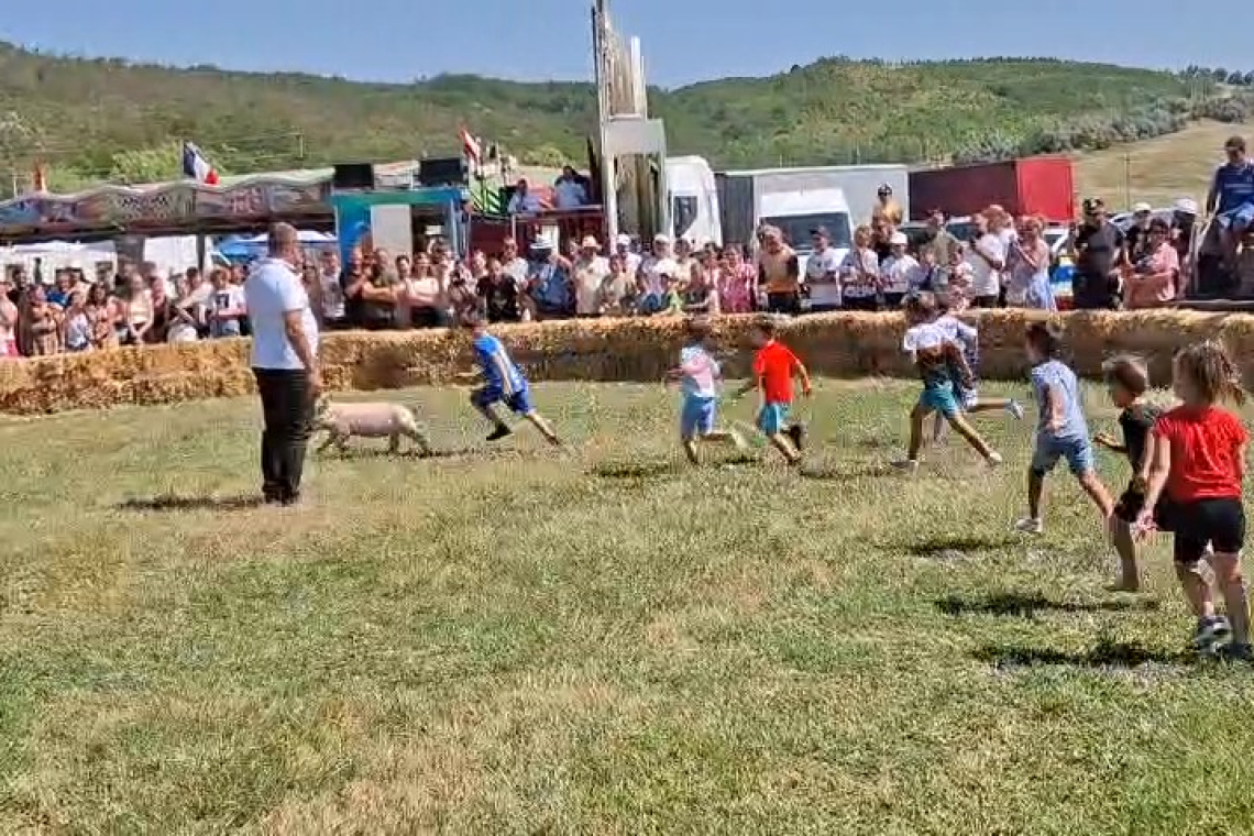 „Prinsul purceilor”, concursul viral de la Hoceni. Copiii aleargă după premiul cel mare, iar adulții se întrec la fotbal și probe de îndemânare